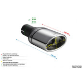 Universal Exhaust Tail Pipe Muffler Tip oval 120×80mm lenght 120mm mounting diameter 60mm