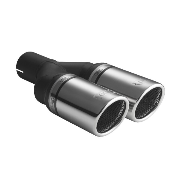 Universal Round Exhaust Tail Pipe Muffler Tip 90mm Length 220mm Mounting Diameter 50mm