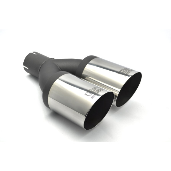 Universal Round Exhaust Tail Pipe Muffler Tip 90mm Diameter 220mm Length 55mm Mounting Diameter