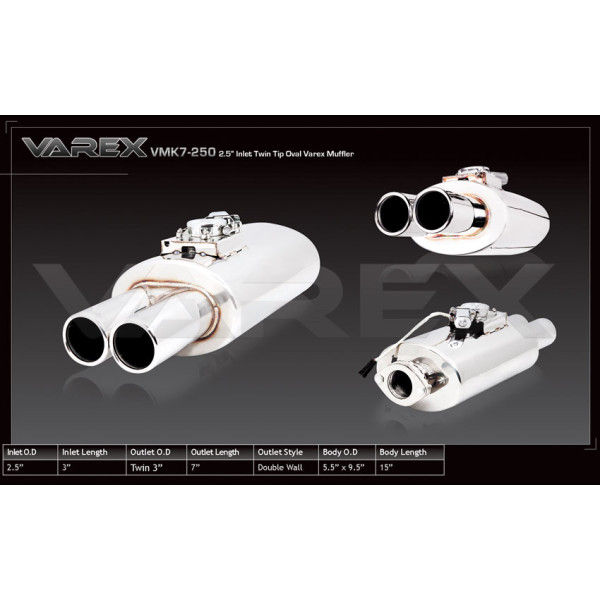 Oval Body Muffler with Varex System 13.97cm x 24.13cm x 38.1cm