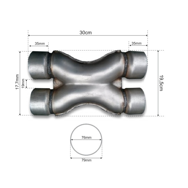 76mm X-Pipe Exhaust System for Enhanced Performance