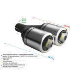 Universal Exhaust Tail Pipe Muffler Tip round 100mm lenght 230mm mounting diameter 60mm