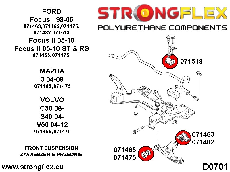 Strongflex 12mm Front Wishbone Bush Bolt